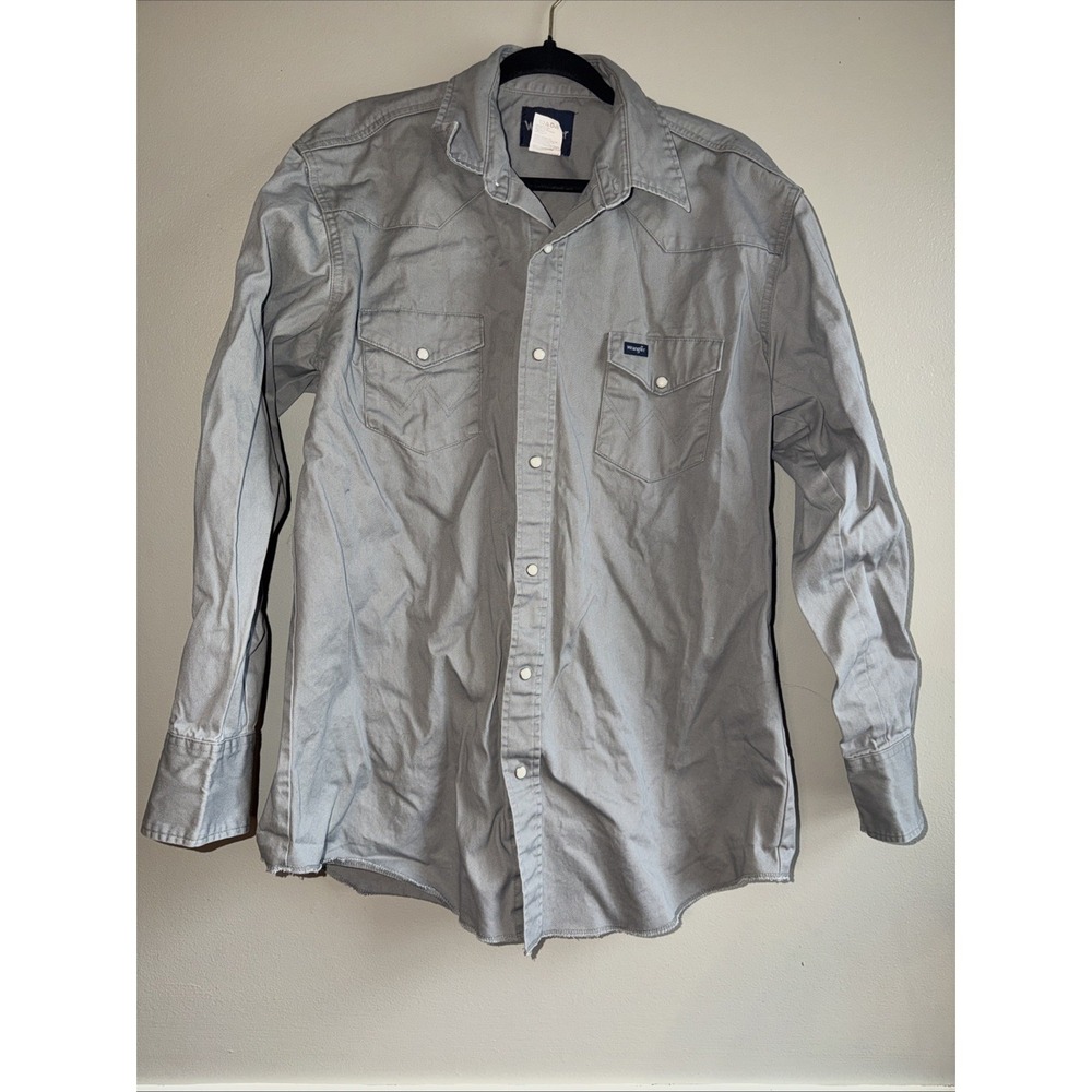 Wrangler Men's XLT Gray Western Long Sleeve Button - Down Shirt MS721SL